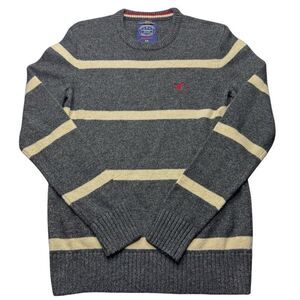 American Eagle Sweater Small Gray Wool Blend Striped Men Athletic Fit